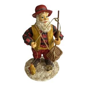 Vintage Fisherman Santa Figurine Hand Painted Christmas Decoration Size Small